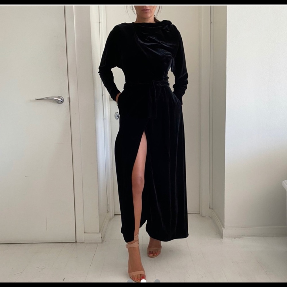 The ATTICO Black Velvet Maxi Slit Dress🖤